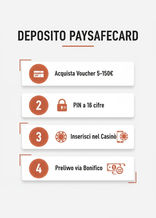 Una mano che tiene una carta Paysafecard con loghi di casinò online in background, simboleggiando la connessione tra il metodo di pagamento e il gioco d'azzardo digitale.